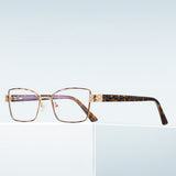 Techsuit Anti-Blue Light Glasses Reflex PC (3171), pentru Women, Rectangle, Metal Frame, AC Lens, Gold/Negru