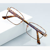Techsuit Anti-Blue Light Glasses Reflex PC (3171), pentru Women, Rectangle, Metal Frame, AC Lens, Gold/Negru