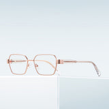 Techsuit Anti-Blue Light Glasses Reflex PC (3161), pentru Women, Rectangle, Metal Frame, AC Lens, Gold/Negru