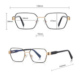 Techsuit Anti-Blue Light Glasses Reflex PC (3161), pentru Women, Rectangle, Metal Frame, AC Lens, Gold/Negru
