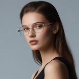 Techsuit Anti-Blue Light Glasses Reflex PC (3161), pentru Women, Rectangle, Metal Frame, AC Lens, Negru