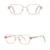 Techsuit Anti-Blue Light Glasses Reflex PC (3161), pentru Women, Rectangle, Metal Frame, AC Lens, Rose Gold/Transparent