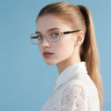 Techsuit Anti-Blue Light Glasses Reflex PC (3163), pentru Women, Rectangle, Metal Frame, AC Lens, Negru