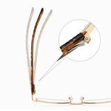 Techsuit Anti-Blue Light Glasses Reflex PC (3163), pentru Women, Rectangle, Metal Frame, AC Lens, Gold/Negru