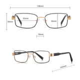 Techsuit Anti-Blue Light Glasses Reflex PC (3163), pentru Women, Rectangle, Metal Frame, AC Lens, Gold/Negru
