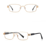 Techsuit Anti-Blue Light Glasses Reflex PC (3163), pentru Women, Rectangle, Metal Frame, AC Lens, Gold/Negru