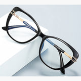 Techsuit Anti-Blue Light Glasses Reflex PC (2274), pentru Women, Oversized, TR90&Metal Frame, AC Lens, Negru
