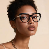 Techsuit Anti-Blue Light Glasses Reflex PC (2274), pentru Women, Oversized, TR90&Metal Frame, AC Lens, Negru