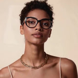 Techsuit Anti-Blue Light Glasses Reflex PC (2274), pentru Women, Oversized, TR90&Metal Frame, AC Lens, Negru