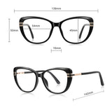 Techsuit Anti-Blue Light Glasses Reflex PC (2274), pentru Women, Oversized, TR90&Metal Frame, AC Lens, Negru