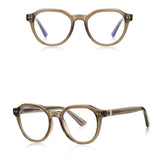 Techsuit Anti-Blue Light Glasses Reflex PC (2228), Round, TR90&Metal Frame, AC Lens, Transparent/Maro