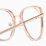 Techsuit Anti-Blue Light Glasses Reflex PC (82290), pentru Women, Cat Eye, TR90&Metal Frame, AC Lens, Gold/Negru