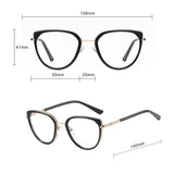 Techsuit Anti-Blue Light Glasses Reflex PC (82290), pentru Women, Cat Eye, TR90&Metal Frame, AC Lens, Gold/Negru