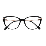 Techsuit Anti-Blue Light Glasses Reflex PC (86162), pentru Women, Round, TR90&Metal Frame, AC Lens, Gold/Negru