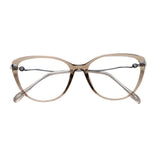 Techsuit Anti-Blue Light Glasses Reflex PC (86162), pentru Women, Round, TR90&Metal Frame, AC Lens, Silver/Beige