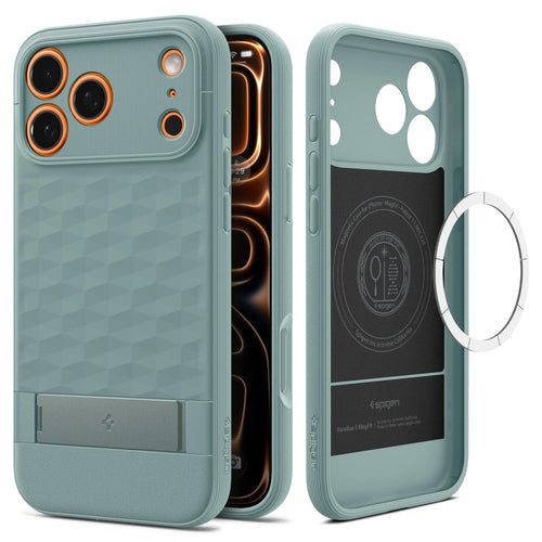 Husa pentru iPhone 17 Pro Max, Spigen Caseology Parallax S MagSafe (ACS09912), verde