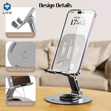 Suport de birou Lito Suport telefon (LT-H01), Pliabil, 360° rotation, One-Hand Operation, Universal, Anti-Slip Design, gri