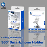 Suport de birou Lito Suport telefon (LT-H01), Pliabil, 360° rotation, One-Hand Operation, Universal, Anti-Slip Design, gri