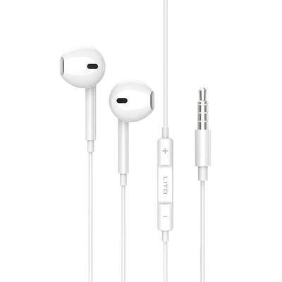 Casti cu Fir Lito (LF01A), Jack 3.5mm, Stereo, Half In-ear, cu HD Microfon, 1.2m, Alb