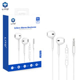 Casti cu Fir Lito (LF01A), Jack 3.5mm, Stereo, Half In-ear, cu HD Microfon, 1.2m, Alb