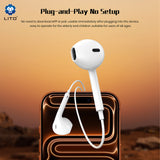Casti cu Fir Lito (LF01A), Jack 3.5mm, Stereo, Half In-ear, cu HD Microfon, 1.2m, Alb