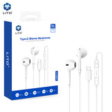 Lito Casti cu fir (LF01T), Type-C, Stereo, Half In-ear, cu HD Microfon, 1.2m, Alb