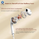 Lito Casti cu fir (LF01T), Type-C, Stereo, Half In-ear, cu HD Microfon, 1.2m, Alb