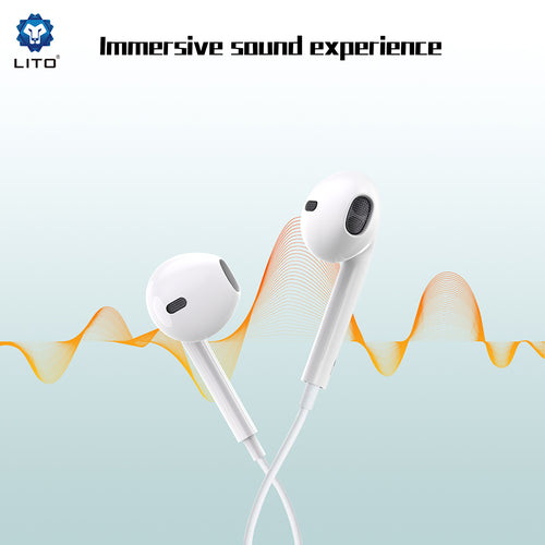 Casti cu Fir Lito (LF01T), Type-C, Stereo, Half In-ear, cu HD Microfon, 1.2m, Alb