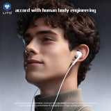 Lito Casti cu fir (LF01T), Type-C, Stereo, Half In-ear, cu HD Microfon, 1.2m, Alb