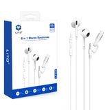 Lito Casti cu fir (LF03), Jack 3.5mm, Type-C, Stereo, Half In-ear, cu HD Microfon, 1.2m, Alb