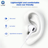Lito Casti cu fir (LF03), Jack 3.5mm, Type-C, Stereo, Half In-ear, cu HD Microfon, 1.2m, Alb
