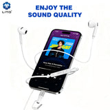 Lito Casti cu fir (LF03), Jack 3.5mm, Type-C, Stereo, Half In-ear, cu HD Microfon, 1.2m, Alb