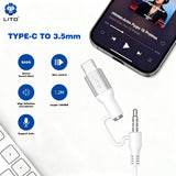 Lito Casti cu fir (LF03), Jack 3.5mm, Type-C, Stereo, Half In-ear, cu HD Microfon, 1.2m, Alb