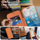 Husa pentru iPhone 17 Pro Max, Techsuit SmartMag Book Case, portocaliu