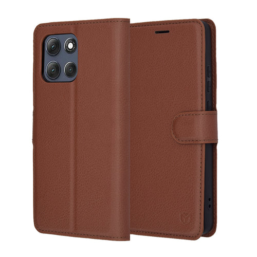 Husa pentru Motorola Moto G86 Power, Techsuit Leather Folio, maro