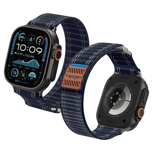 Curea pentru Apple Watch SE 44mm, Spigen Watchband WBF0 (AMP10143), bleumarin
