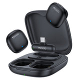 Microfon Yesido (2 pack) Microfoane lavaliera wireless (KR21), 3in1 Receiver, Type-C, AI Reducere zgomot, 98dB SNR, 2.4GHz, negru