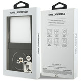Husa pentru Samsung Galaxy Z Flip7, Karl Lagerfeld Leather Karl & Choupette Pins MagSafe (KLHMZF7PSMLRKCK), negru