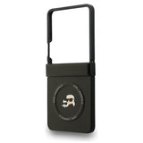 Husa pentru Samsung Galaxy Z Flip7, Karl Lagerfeld Leather Karl & Choupette Pins MagSafe (KLHMZF7PSMLRKCK), negru