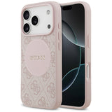 Husa pentru iPhone 17 Pro, Guess 4G Circle Classic Logo MagSafe (GUHMP17LP4PGRSGP), roz