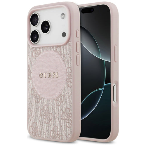 Husa pentru iPhone 17 Pro, Guess 4G Circle Classic Logo MagSafe (GUHMP17LP4PGRSGP), roz