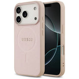 Husa pentru iPhone 17 Pro Max, Guess Saffiano Classic Logo MagSafe (GUHMP17XPSAHMCP), roz