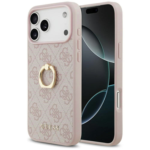 Husa pentru iPhone 17 Pro Max, Guess Hardcase 4G Ring Stand (GUHCP17X4GMRPI), roz