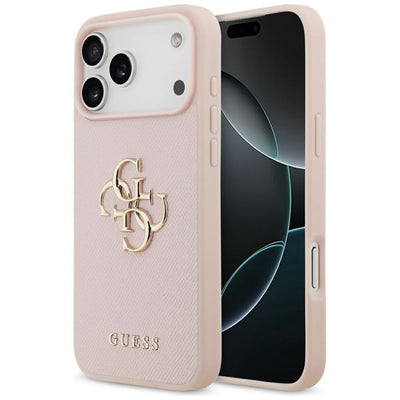 Husa pentru iPhone 17 Pro, Guess Hardcase 4G Grained Big and Classic Logo (GUHCP17LPGT4MBP), roz