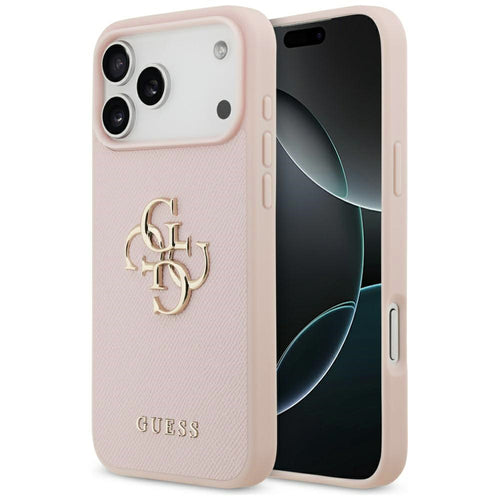 Husa pentru iPhone 17 Pro, Guess Hardcase 4G Grained Big and Classic Logo (GUHCP17LPGT4MBP), roz