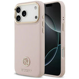 Husa pentru iPhone 17 Pro, Guess Grained Strass Logo MagSafe (GUHMP17LPGCRMDEP), roz