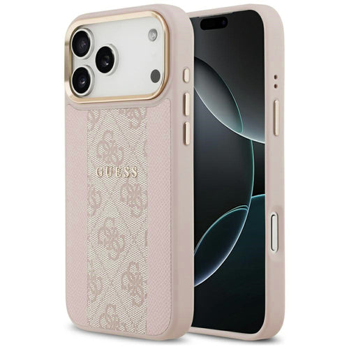 Husa pentru iPhone 17 Pro Max, Guess Hardcase 4G Stripe MagSafe (GUHMP17XPG4SEMCP), roz