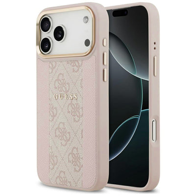 Husa pentru iPhone 17 Pro, Guess Hardcase 4G Stripe MagSafe (GUHMP17LPG4SEMCP), roz