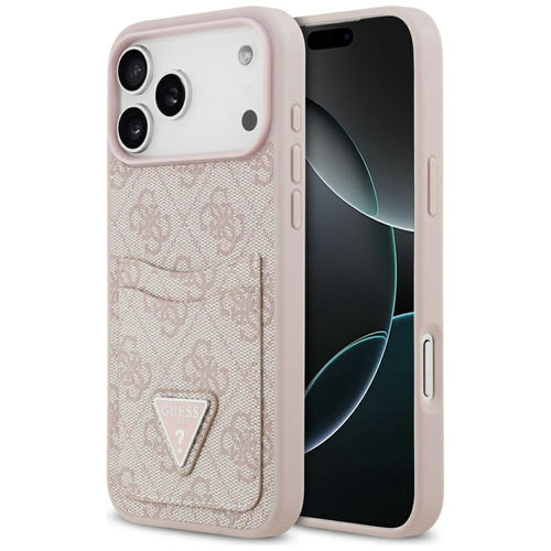 Husa pentru iPhone 17 Pro Max, Guess Hardcase 4G Double Card Triangle (GUHCP17XP4TPP), roz