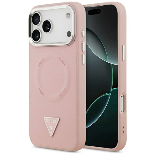 Husa pentru iPhone 17 Pro Max, Guess Hardcase Triangle Logo MagSafe (GUHMP17XPSDTSCMP), roz